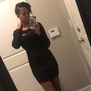Black skinny sweater dress